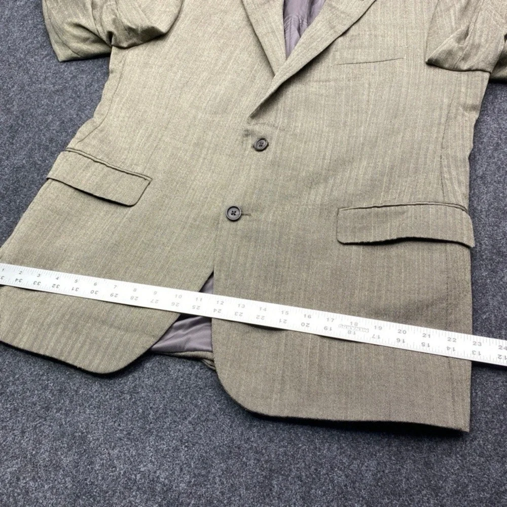 Christian Dior Mens 46R Olive Green Herringbone Blazer Sport Coat Jacket